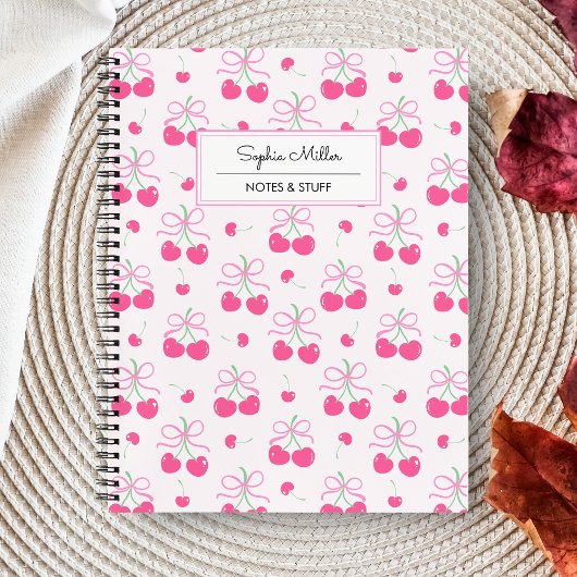 Carnet Coquette rose cerise avec arcs Monogramme