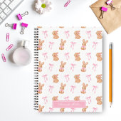 Carnet Coquette Rose Cute Bunnies Bunnies Monogramme Nom