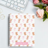 Carnet Coquette Rose Cute Bunnies Bunnies Monogramme Nom