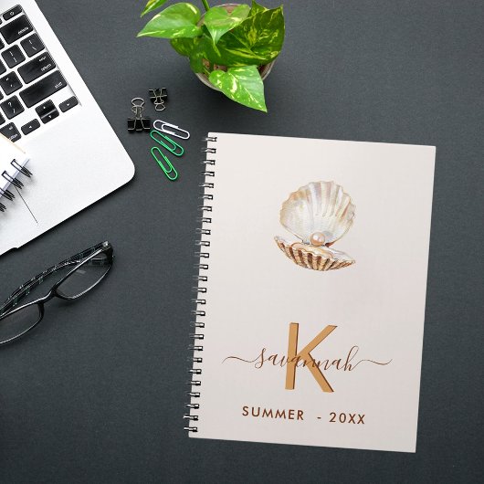 Carnet Coquillage de mer perle beige coquille Saint-Jacqu