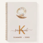 Carnet Coquillage de mer perle beige coquille Saint-Jacqu (Devant)