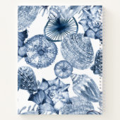 Carnet Coquillages bleus et blancs Nom du design côtier (Dos)