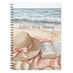 Carnet Coquillages de plage océan pêche chapeau à nœud co