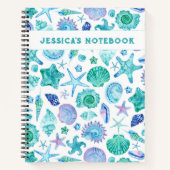 Carnet Coquilles de bord de mer et Starfish Monogramme (Devant)