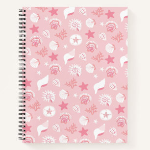Carnet Coquilles de mer roses pastel et motif sans coutur