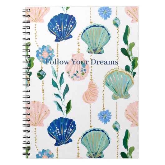 Carnet Coquilles Florales Bleu Pêche (Devant)