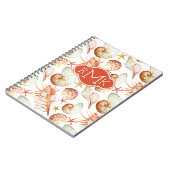 Carnet Corail avec les coquilles et le monogramme du (Côté gauche)