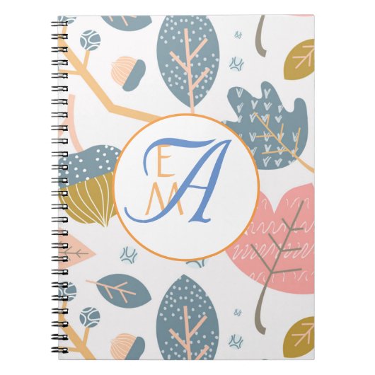 Carnet Corail bleu Dusty Nature Abstraite Décor monogramm (Devant)