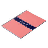 Carnet Corail clair solide, Marine Blue Ribbon Nom Monogr (Côté gauche)