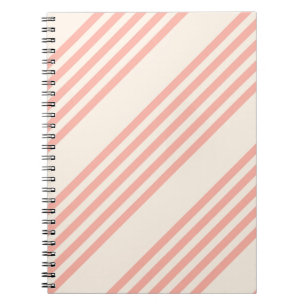 Carnet Corail et beige cinq rayures motif