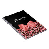 Carnet Corail et Jaguar noir Imprimer Cute Bow avec nom (Côté Droit)