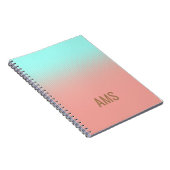 Carnet Corail monogramme et rayures turquoise (Côté Droit)