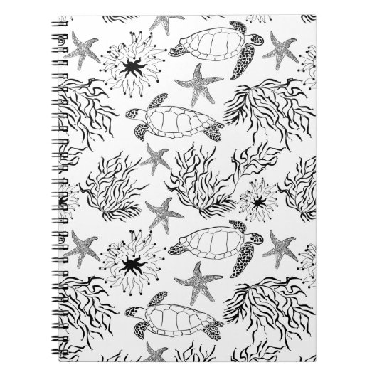Carnet Corail plante, tortue marine (Devant)