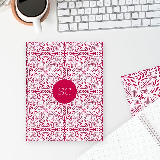 Carnet Corail Sheashell Monogram Rose Élégant Chic