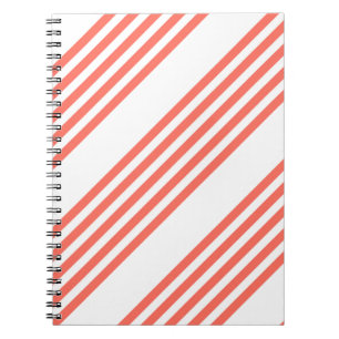 Carnet Corail vivant et blanc cinq bandes motif