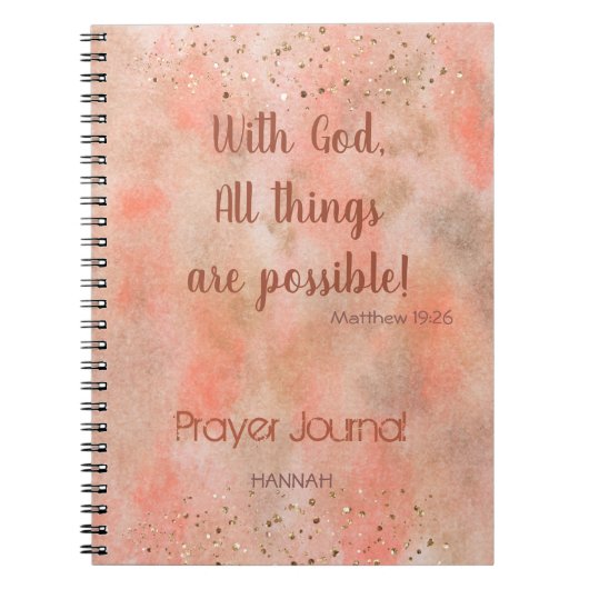 Carnet Coral Gold Mist Bible Verse Prière personnalisée (Devant)