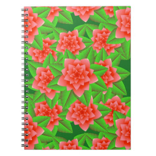 Carnet Coral Orange Camellias et Feuilles verts