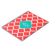 Carnet Coral Red Wht Moroccan #5 Teal 3 Initial Monogram (Côté gauche)