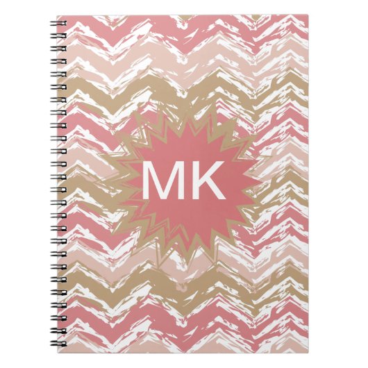Carnet Coral Spice Scribble ZigZag Chevron Motif (Devant)