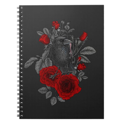 Carnet Corbeau avec la clé et les roses (Devant)