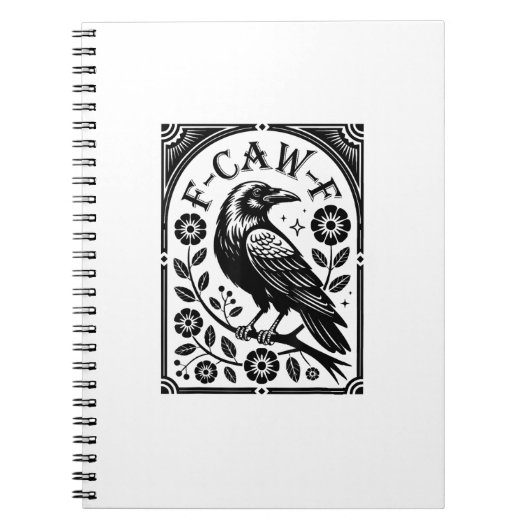 Carnet Corbeau, F-Caw-F Oiseau Drôle Graphique Esthétique (Devant)