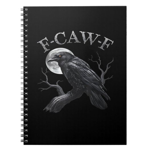 Carnet Corbeau F-Caw-F Oiseau Drôle Lune Rétro Classique (Devant)