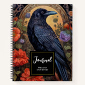 Carnet Corbeau noir avec fleurs Design gothique (Devant)