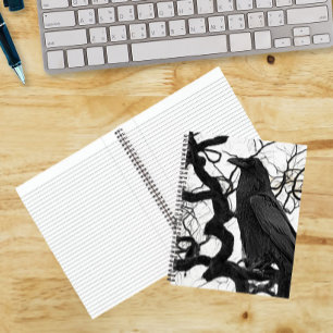 Carnet Corbeau noir dans l'arbre Photo en noir et blanc