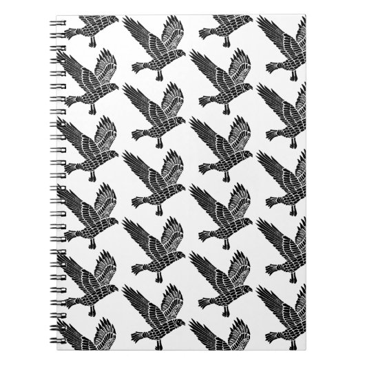Carnet Corbeau noir et blanc Coupe Lino (Devant)