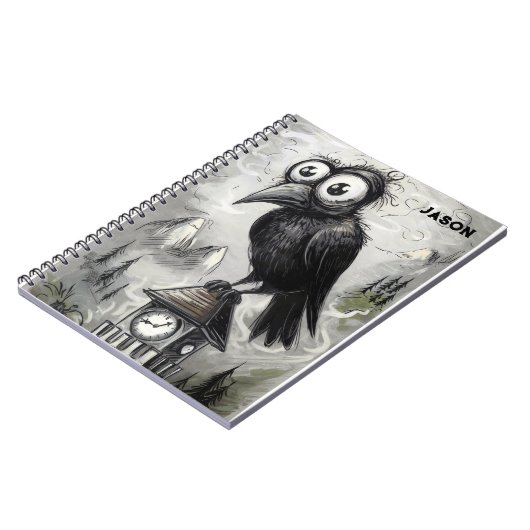 Carnet Corbeau noir gothique Éffrayant (Côté gauche)