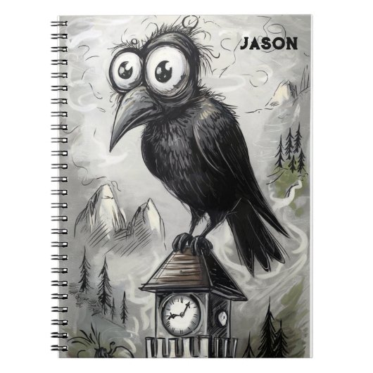 Carnet Corbeau noir gothique Éffrayant (Devant)
