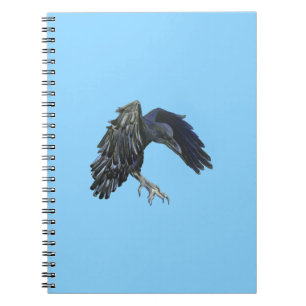 Carnet Corbeau noir maître du temps Illustration bleu cie