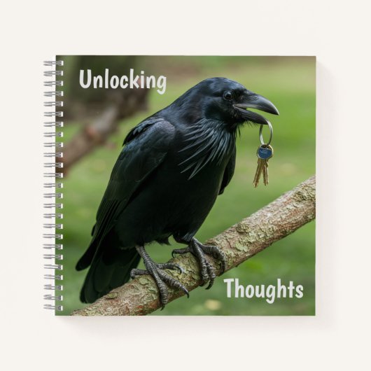 Carnet Corbeau sur une branche avec clé (Devant)