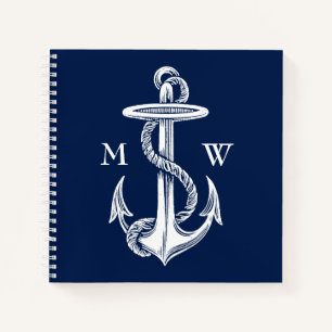 Carnet Corde d'Ancre blanche vintage Marine bleu Monogram