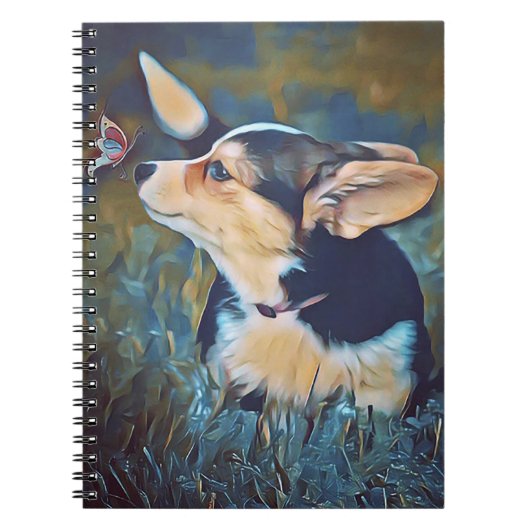 Carnet Corgi avec le papillon (Devant)