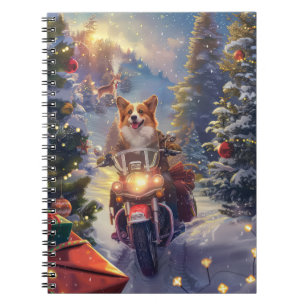 Carnet Corgi Chien équitation Moto Noël