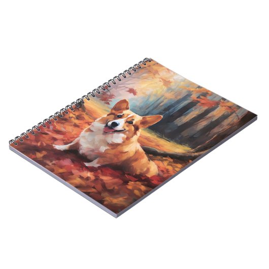 Carnet Corgi dans les feuilles d'automne automne automne  (Côté gauche)