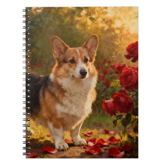 Carnet Corgi dans les Roses V (Devant)