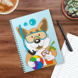 Carnet Corgi en été Scuba Diver Cocktail mignon chien