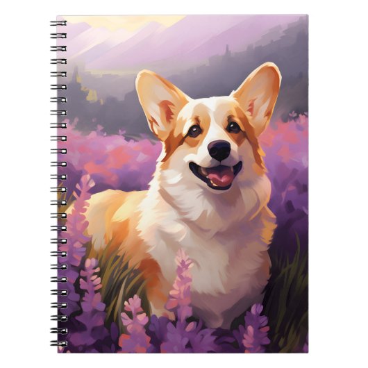 Carnet Corgi gallois dans le champ Lavender (Devant)