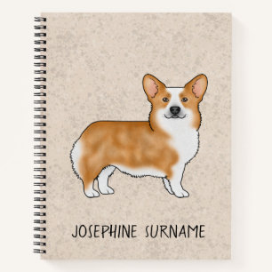 Carnet Corgi gallois Pembroke rouge avec nom personnalisé