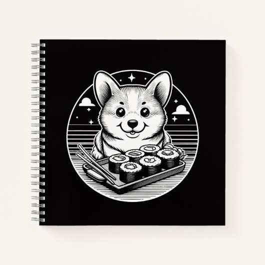 Carnet Corgi mignonne avec Sushi Kawaii Animaux (Devant)