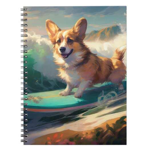 Carnet Corgi Peinture Surf de plage (Devant)