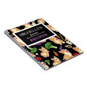 Carnet Corgi personnalisé et Motif alimentaire noir (Côté Droit)