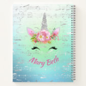 Carnet Corne de licorne musicale et fleurs avec cils (Dos)