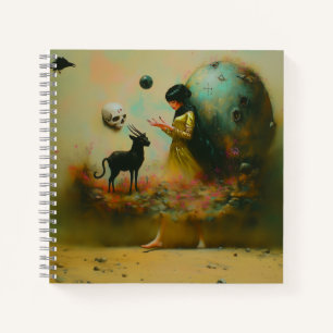 Carnet Cornes Abstraites Cat Crâne Occulte Dark Witchy AI