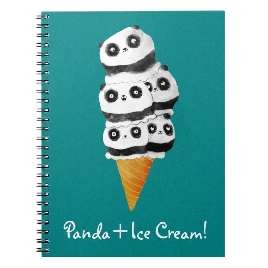 Carnet Cornet de crème glacée doux d'ours panda (Devant)