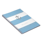 Carnet Cornflower Bleu & Blancs Ancre diamant (Côté Droit)