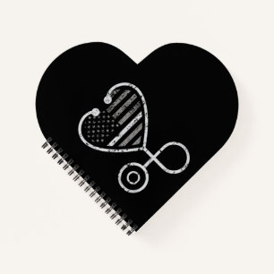 Carnet Correction Infirmière fine ligne gris Coeur US dra