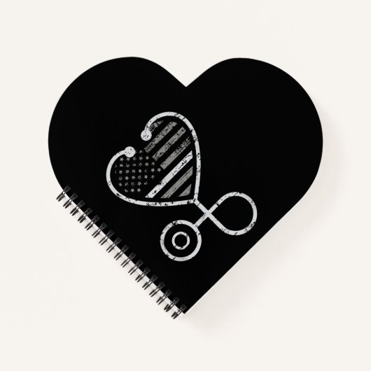 Carnet Correction Infirmière fine ligne gris Coeur US dra (Devant)